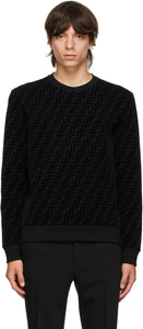 Fendi Black PiquÃ© 'Forever Fendi' Sweatshirt - Sweat-shirt Fendi Black Piquél 'Forever Fendi' - Fendi Black Piqué 'Forever Fendi'스웨터