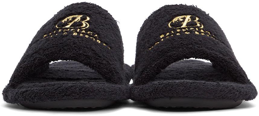 Balenciaga Black Terrycloth Resorts Home Slide Sandals – BlackSkinny