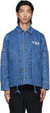 Li-Ning Blue Denim Washed Jacket - Veste lavée en jean bleu Li-Ning - 리 닝 블루 데님 씻은 재킷