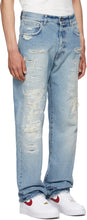 424 Blue Distressed Straight-Leg Jeans