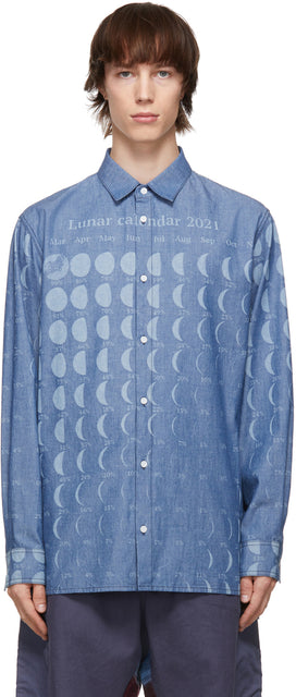 Loewe Blue Paula's Ibiza Chambray Moon Calendar Shirt - Chemise de calendrier Loewe Blue Paula's Ibiza Chambray Lune - Loewe Blue Paula 's Ibiza Chambray Moon Calendar Shirt.