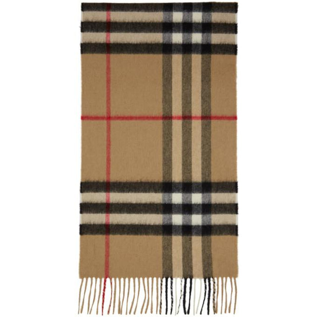 Burberry Beige Cashmere Classic Check Scarf