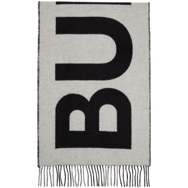 Burberry Black and White Cashmere Mega Check Logo Scarf