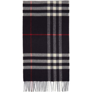 Burberry Navy Cashmere Classic Check Scarf