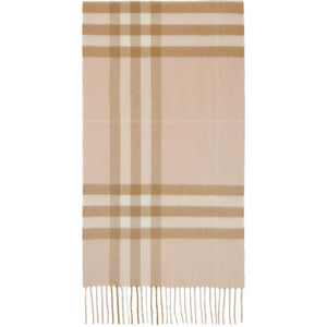 Burberry Pink and Beige Cashmere Classic Check Scarf