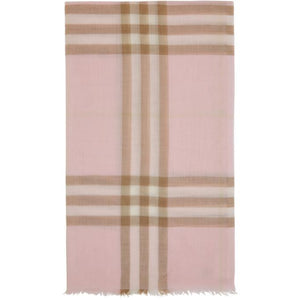 Burberry Pink and Beige Gauze Giant Check Scarf