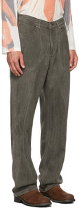 Our Legacy Grey Linen Formal Cut Jeans