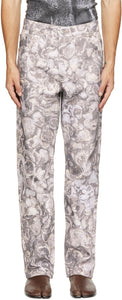 Serapis Grey Seashells Printed Jeans - Serapis gris coquillages jeans imprimés - Serapis 회색 조개는 청바지를 인쇄했습니다