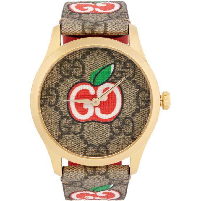 Gucci Gold and Brown Valentines Day G-Timeless Watch