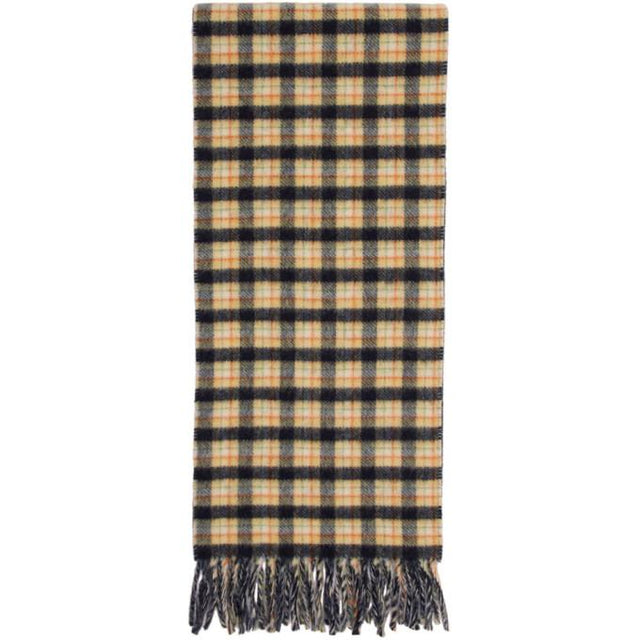 Gucci Navy and Yellow Wool Check GG Scarf