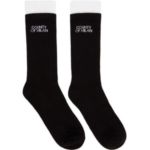 Marcelo Burlon County of Milan Black Double Cuff Logo Socks