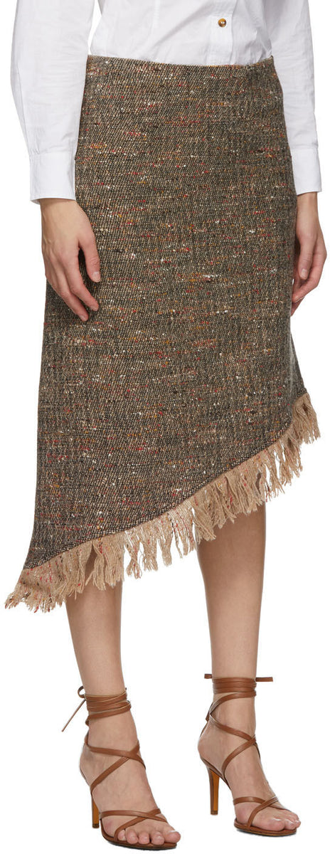 GANNI Multicolor Wool Asymmetric Skirt – BlackSkinny