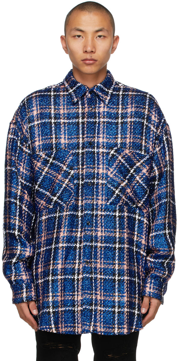 Faith Connexion Navy Check Tweed Oversized Shirt – BlackSkinny