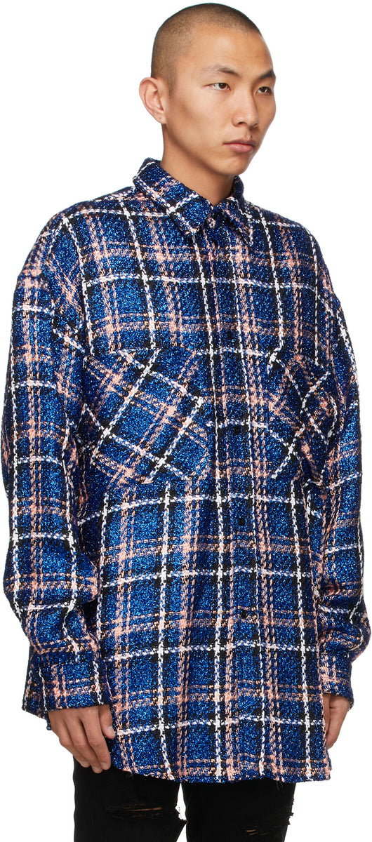 Faith Connexion Navy Check Tweed Oversized Shirt – BlackSkinny