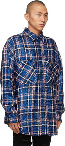 Faith Connexion Navy Check Tweed Oversized Shirt