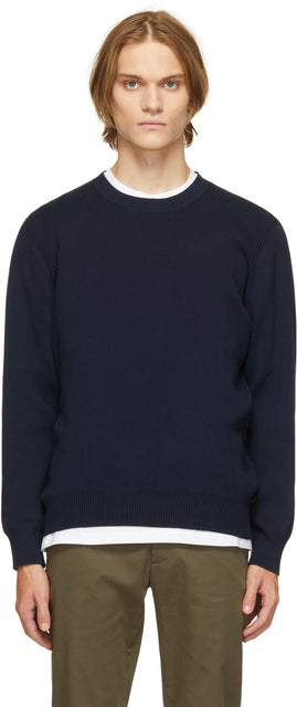 Norse Projects Navy Compact Cotton Raffo Sweater - Pull de raffeur de coton Cotton Cotton Cotton Cotton Cotton Coton NorSSE - 노르웨이 프로젝트 해군 소형 코튼 라포 스웨터