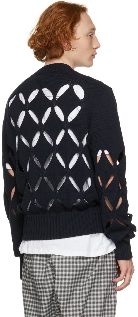 Stefan Cooke Navy Diamond Slashed Sweater – BlackSkinny