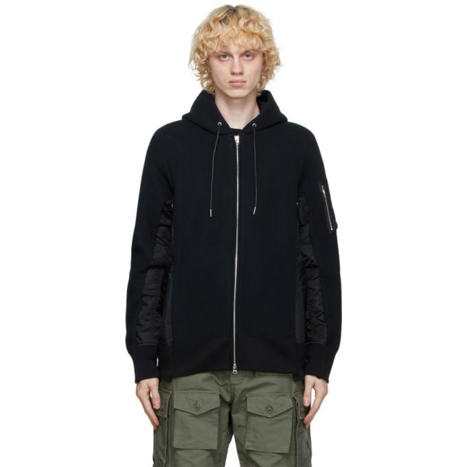 Sacai Black Sponge Sweat X MA1 Hoodie – BlackSkinny Sacai Black Sponge Sweat X MA1 Hoodie – BlackSkinny