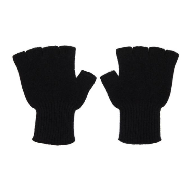The Elder Statesman Black Cashmere Heavy Fingerless Gloves