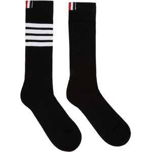 Thom Browne Black Mid-Calf Athletic 4-Bar Socks