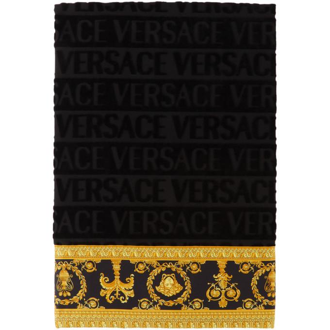 Versace Black Logo Bath Mat-BlackSkinny