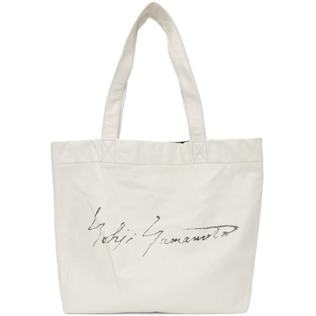Yohji Yamamoto White Signature Logo Tote