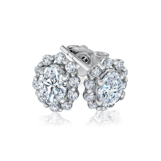 1 1/10ctw Oval Lab Grown Diamond White Gold Stud Earrings