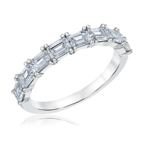 1 1/2 Emerald Lab Grown Diamond White Gold Wedding Band