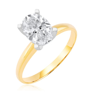 1 1/2ct Oval Diamond Solitaire Yellow Gold Engagement Ring - Heritage Collection - Size 5