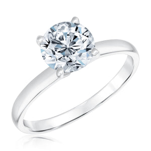 1 1/2ct Round Diamond Solitaire White Gold Engagement Ring - Solitaire Collection