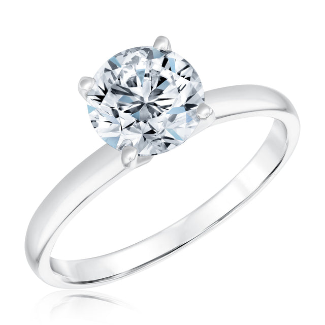 1 1/2ct Round Diamond Solitaire White Gold Engagement Ring - Solitaire Collection