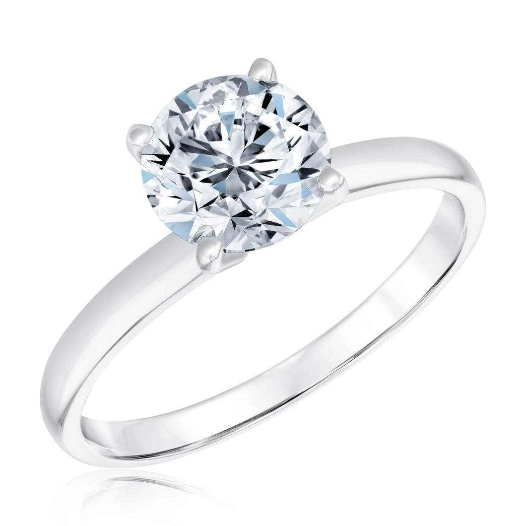 1 1/2ct Round Diamond Solitaire White Gold Engagement Ring - Solitaire Collection