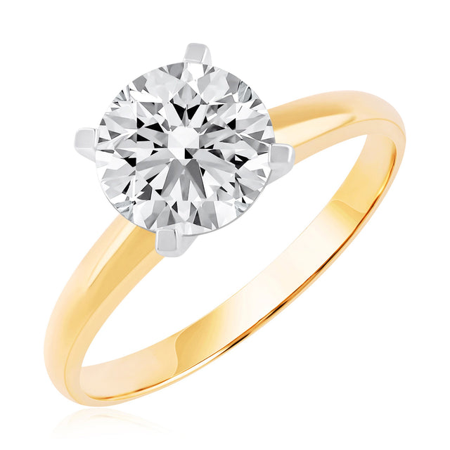 1 1/2ct Round Diamond Solitaire Yellow Gold Engagement Ring - Heritage Collection - Size 5