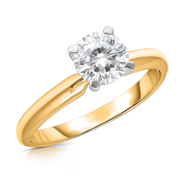 1 1/2ct Round Lab Grown Diamond Solitaire Yellow Gold Engagement Ring | Size 5