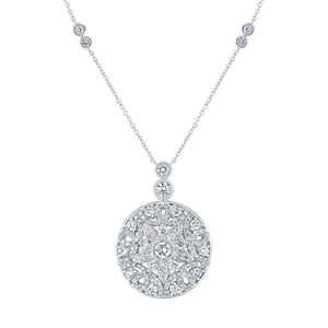1 1/2ctw Diamond Medallion White Gold Pendant Necklace - Vintage Collection