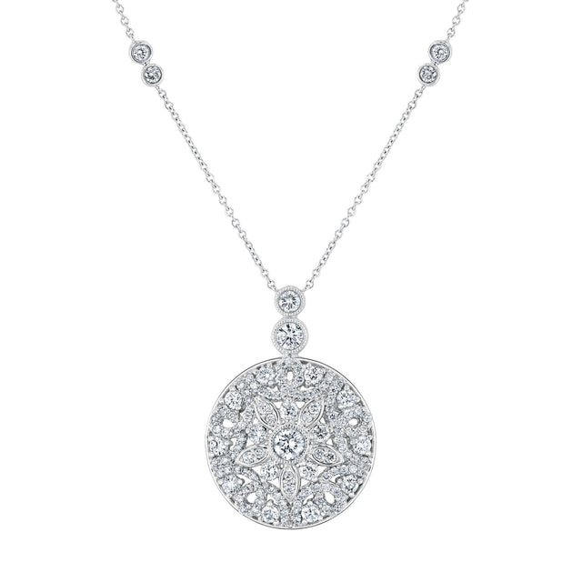 1 1/2ctw Diamond Medallion White Gold Pendant Necklace - Vintage Collection