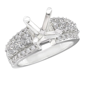 1 1/2ctw Diamond Princess and Round White Gold Engagement Ring Setting | Design Collection | Size 5