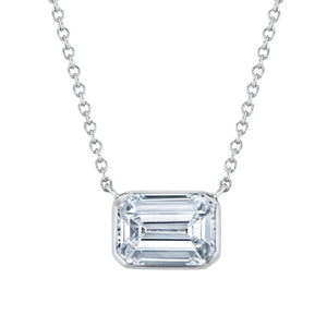 1 1/2ctw Emerald Lab Grown Diamond White Gold Solitaire Pendant Necklace