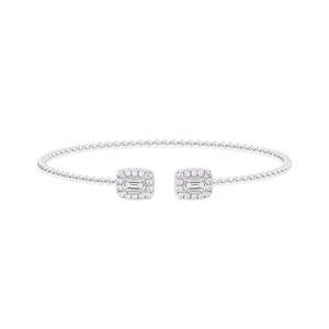 1 1/2ctw Emerald-Shaped Lab Grown Diamond White Gold Beaded Bracelet