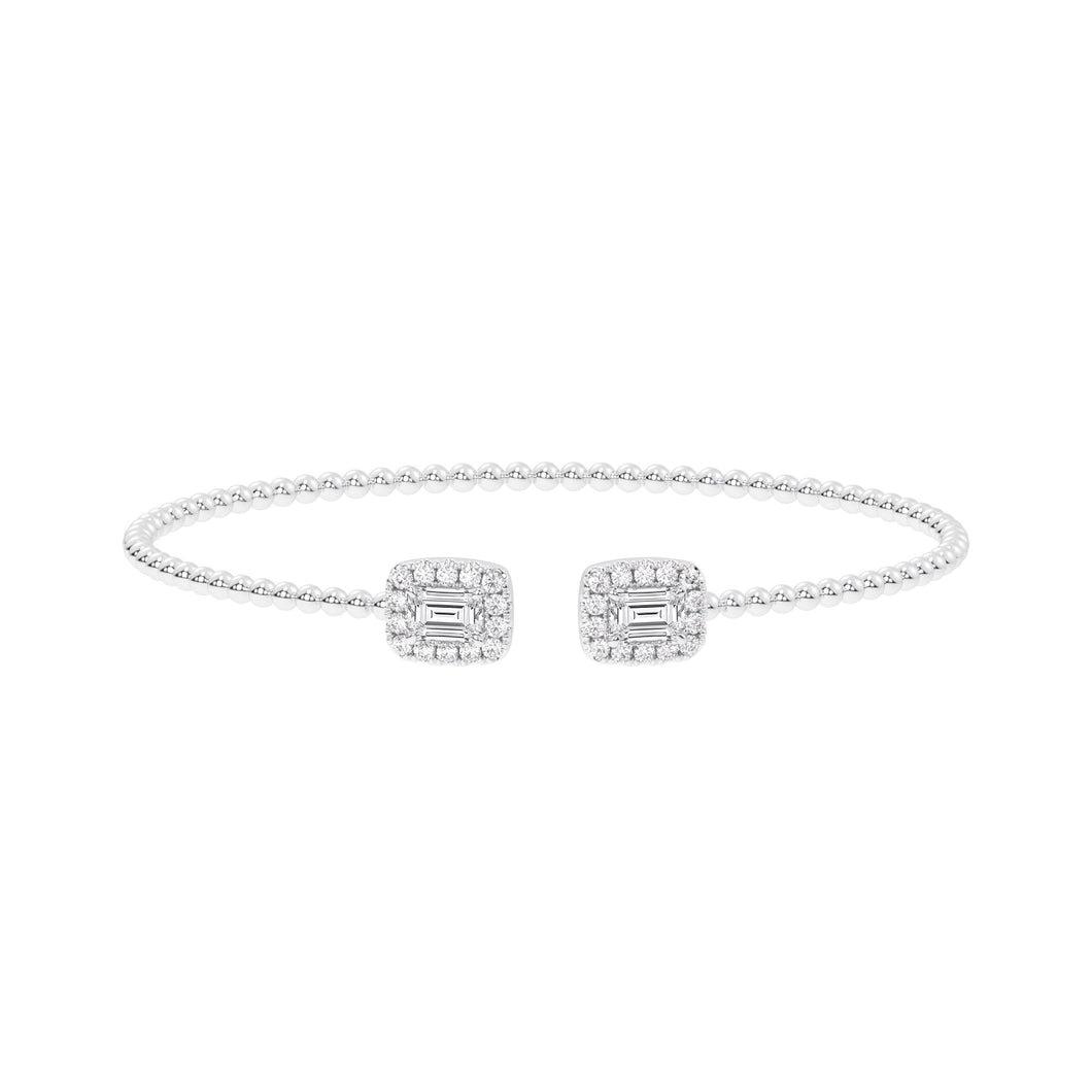 1 1/2ctw Emerald-Shaped Lab Grown Diamond White Gold Beaded Bracelet