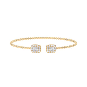 1 1/2ctw Emerald-Shaped Lab Grown Diamond Yellow Gold Beaded Bracelet