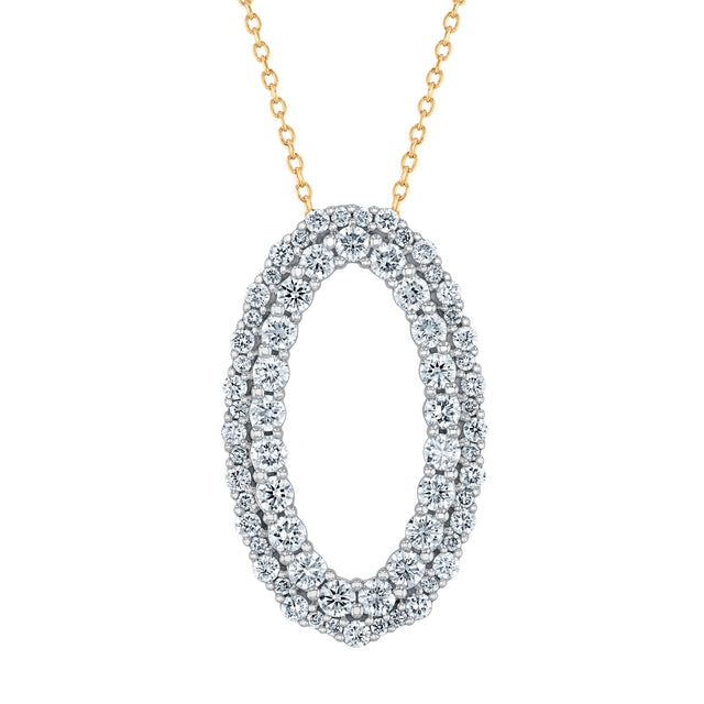 1 1/2ctw Lab Grown Diamond Oval Yellow Gold Pendant Necklace