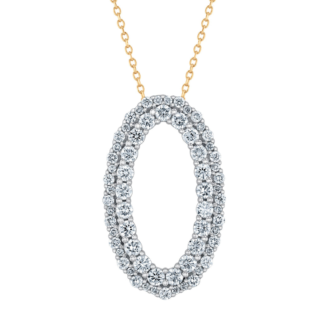 1 1/2ctw Lab Grown Diamond Oval Yellow Gold Pendant Necklace