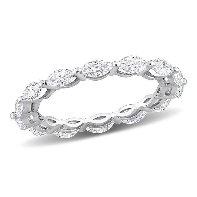 1 1/2ctw Marquise Diamond White Gold Eternity Band Ring - Size 7