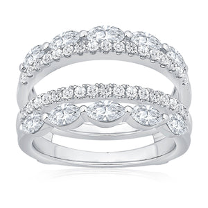1 1/2ctw Marquise and Round Diamond White Gold Ring Guard - Embrace Collection