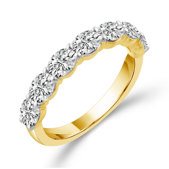 1 1/2ctw Oval Diamond Yellow Gold Anniversary Band - Size 6