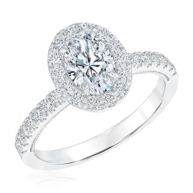 1 1/2ctw Oval Lab Grown Diamond Halo White Gold Engagement Ring - Chemistry