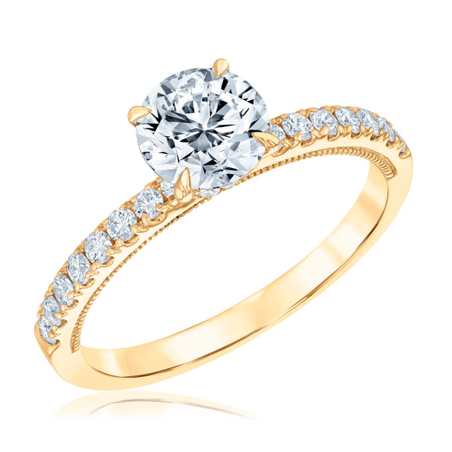 1 1/2ctw Round Lab Grown Diamond Hidden Halo Yellow Gold Engagement Ring - Chemistry
