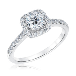 1 1/3ctw Cushion Diamond Halo White Gold Engagement Ring | Couture Collection