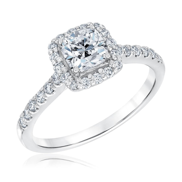 1 1/3ctw Cushion Diamond Halo White Gold Engagement Ring | Couture Collection